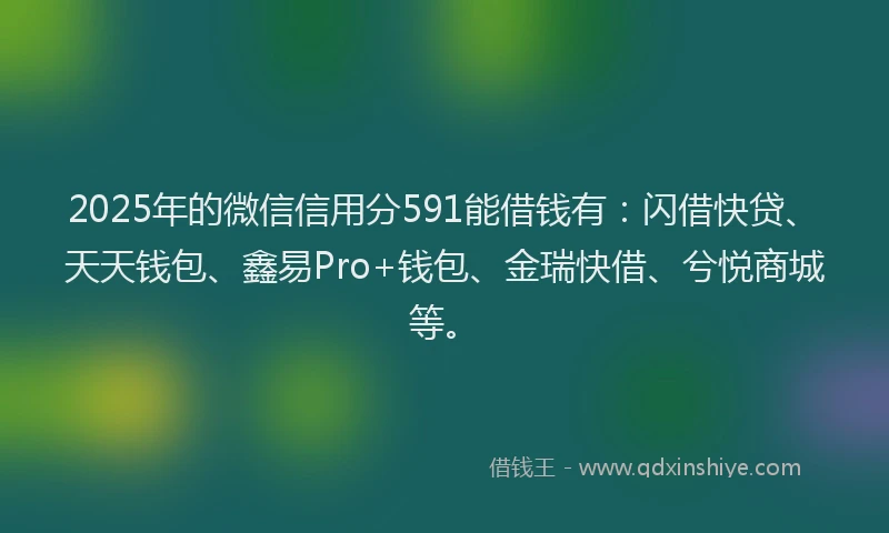 2025年的微信信用分591能借钱有：闪借快贷、天天钱包、鑫易Pro+钱包、金瑞快借、兮悦商城等。