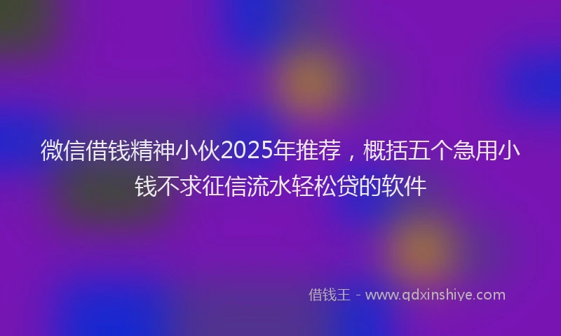 微信借钱精神小伙2025年推荐，概括五个急用小钱不求征信流水轻松贷的软件