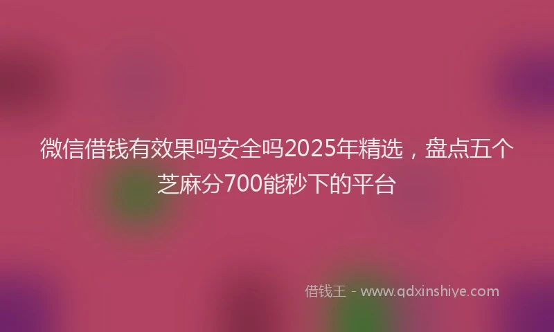 微信借钱有效果吗安全吗2025年精选，盘点五个芝麻分700能秒下的平台