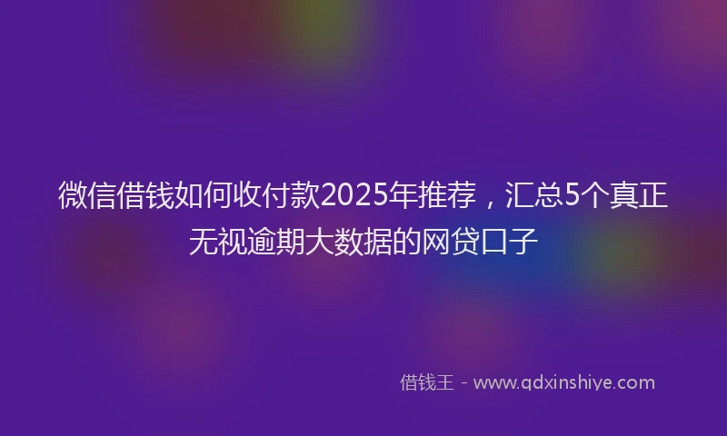 微信借钱如何收付款2025年推荐，汇总5个真正无视逾期大数据的网贷口子