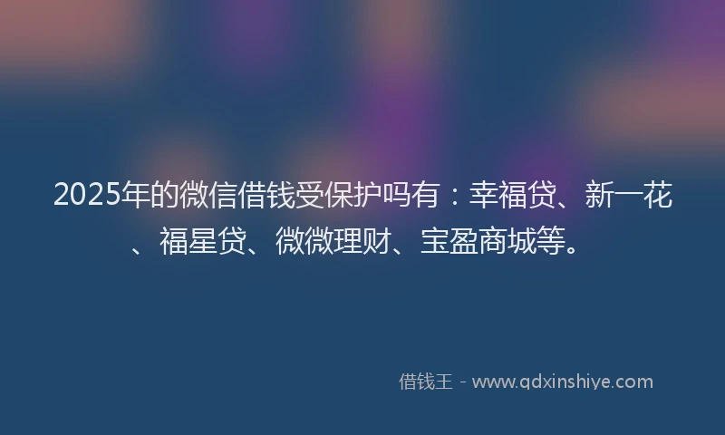 2025年的微信借钱受保护吗有：幸福贷、新一花、福星贷、微微理财、宝盈商城等。