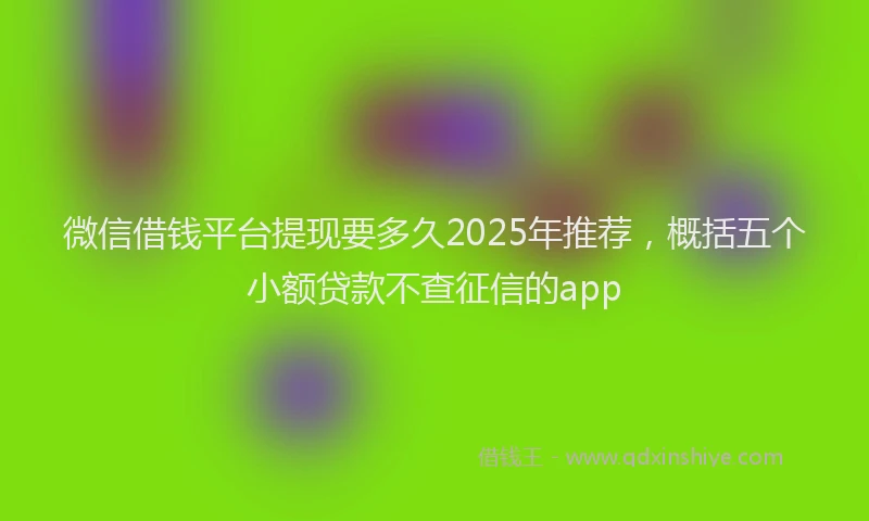微信借钱平台提现要多久2025年推荐，概括五个小额贷款不查征信的app