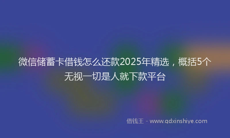 微信储蓄卡借钱怎么还款2025年精选，概括5个无视一切是人就下款平台