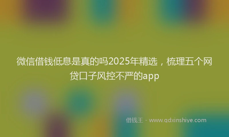 微信借钱低息是真的吗2025年精选，梳理五个网贷口子风控不严的app