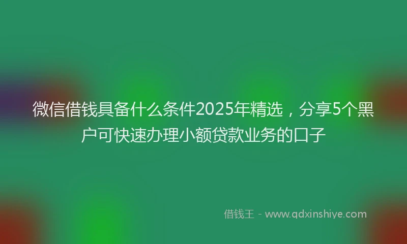 微信借钱具备什么条件2025年精选，分享5个黑户可快速办理小额贷款业务的口子