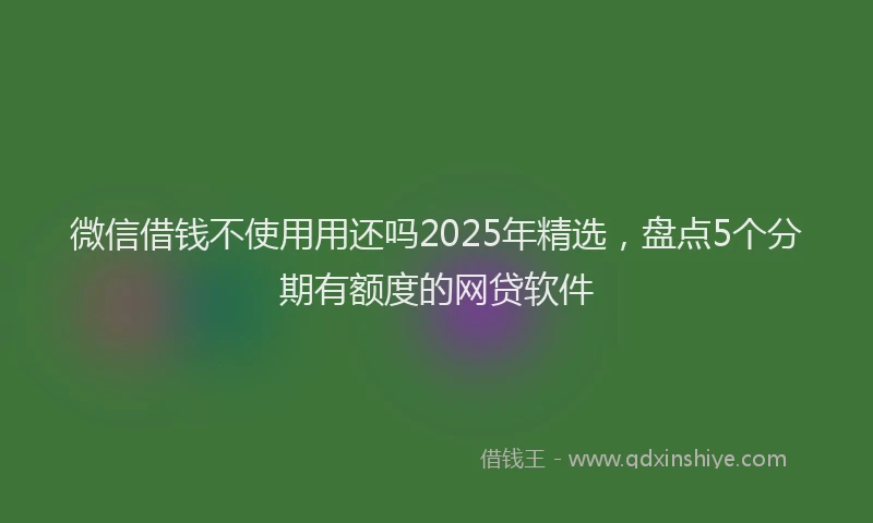微信借钱不使用用还吗2025年精选，盘点5个分期有额度的网贷软件