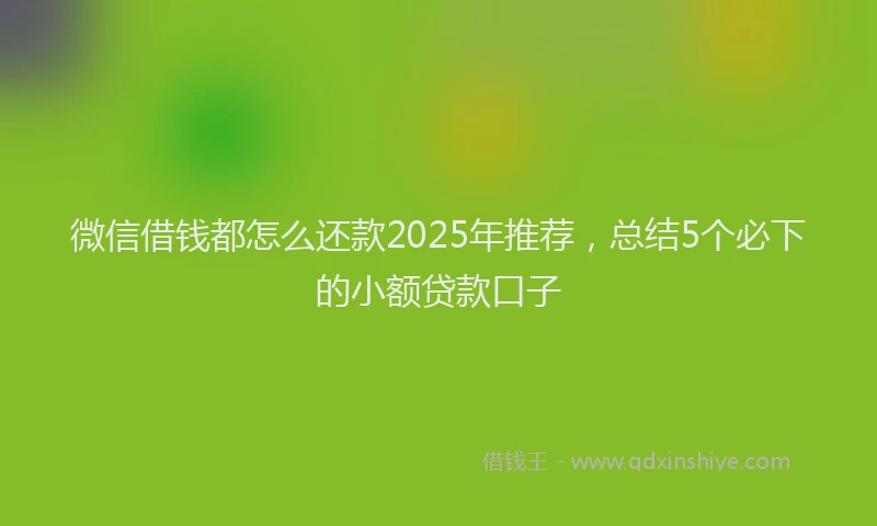 微信借钱都怎么还款2025年推荐，总结5个必下的小额贷款口子