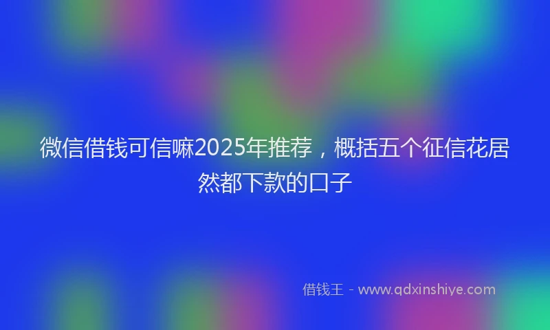 微信借钱可信嘛2025年推荐，概括五个征信花居然都下款的口子