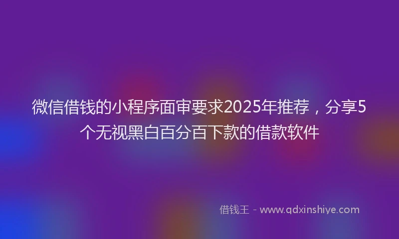 微信借钱的小程序面审要求2025年推荐，分享5个无视黑白百分百下款的借款软件