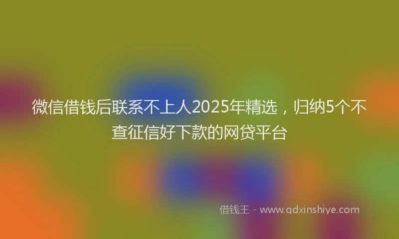 微信借钱后联系不上人2025年精选，归纳5个不查征信好下款的网贷平台