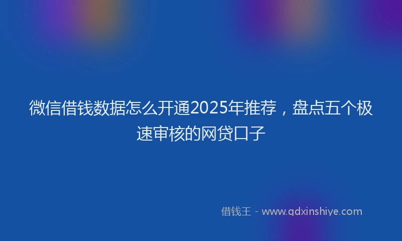 微信借钱数据怎么开通2025年推荐，盘点五个极速审核的网贷口子