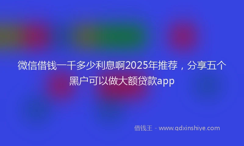 微信借钱一千多少利息啊2025年推荐，分享五个黑户可以做大额贷款app