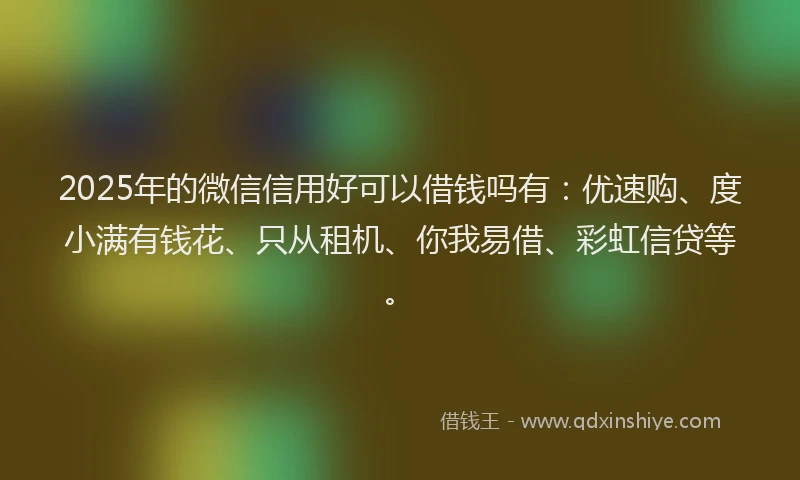 2025年的微信信用好可以借钱吗有：优速购、度小满有钱花、只从租机、你我易借、彩虹信贷等。