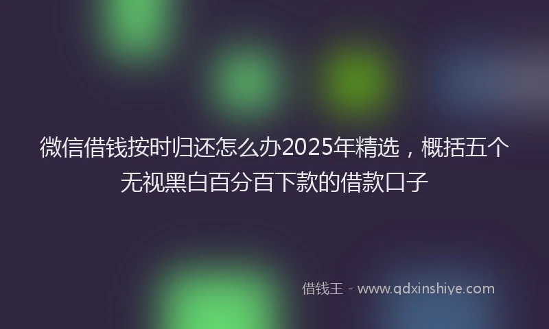 微信借钱按时归还怎么办2025年精选，概括五个无视黑白百分百下款的借款口子