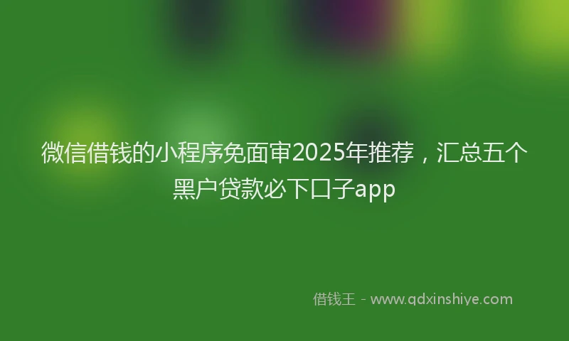 微信借钱的小程序免面审2025年推荐，汇总五个黑户贷款必下口子app