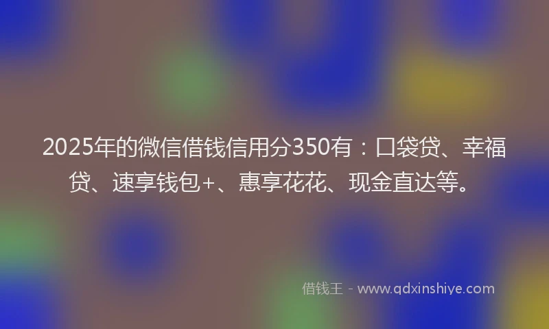2025年的微信借钱信用分350有：口袋贷、幸福贷、速享钱包+、惠享花花、现金直达等。