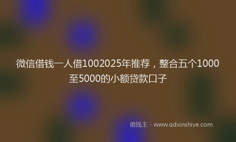 微信借钱一人借1002025年推荐，整合五个1000至5000的小额贷款口子