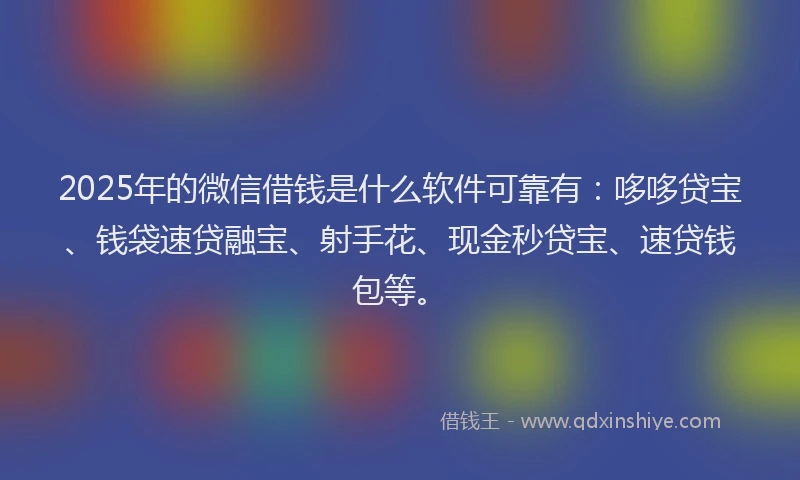 2025年的微信借钱是什么软件可靠有：哆哆贷宝、钱袋速贷融宝、射手花、现金秒贷宝、速贷钱包等。