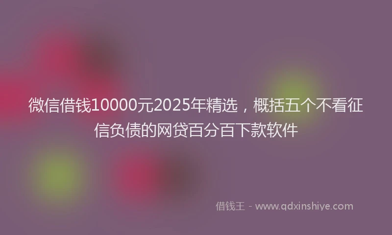 微信借钱10000元2025年精选，概括五个不看征信负债的网贷百分百下款软件