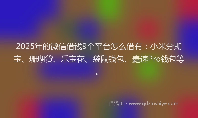 2025年的微信借钱9个平台怎么借有：小米分期宝、珊瑚贷、乐宝花、袋鼠钱包、鑫速Pro钱包等。