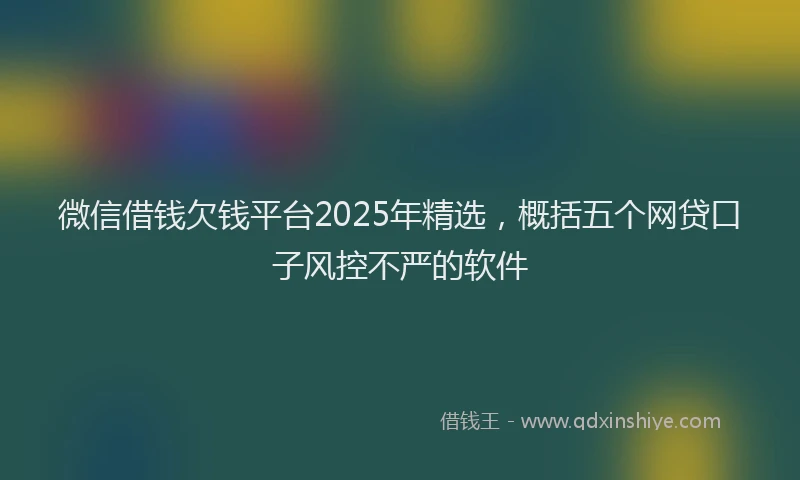 微信借钱欠钱平台2025年精选，概括五个网贷口子风控不严的软件