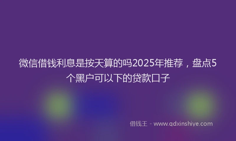 微信借钱利息是按天算的吗2025年推荐，盘点5个黑户可以下的贷款口子