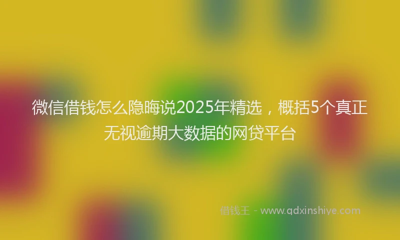 微信借钱怎么隐晦说2025年精选，概括5个真正无视逾期大数据的网贷平台