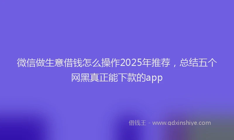 微信做生意借钱怎么操作2025年推荐，总结五个网黑真正能下款的app