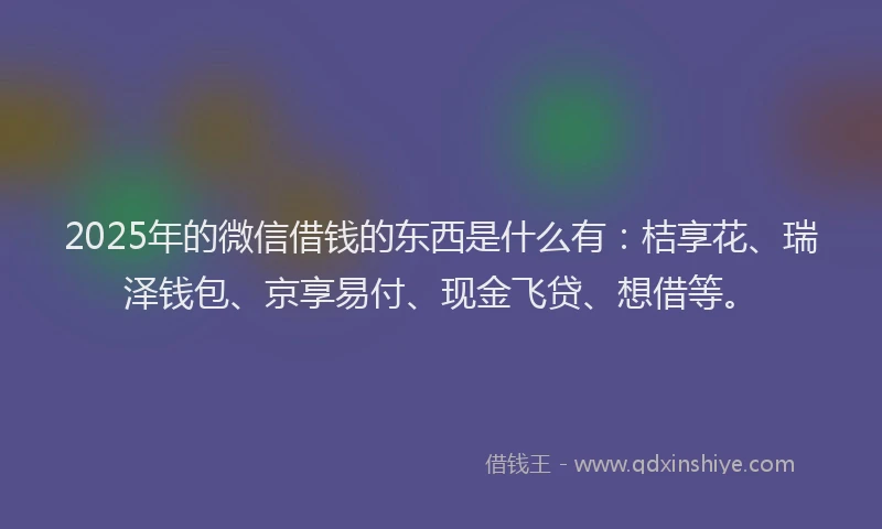 2025年的微信借钱的东西是什么有：桔享花、瑞泽钱包、京享易付、现金飞贷、想借等。