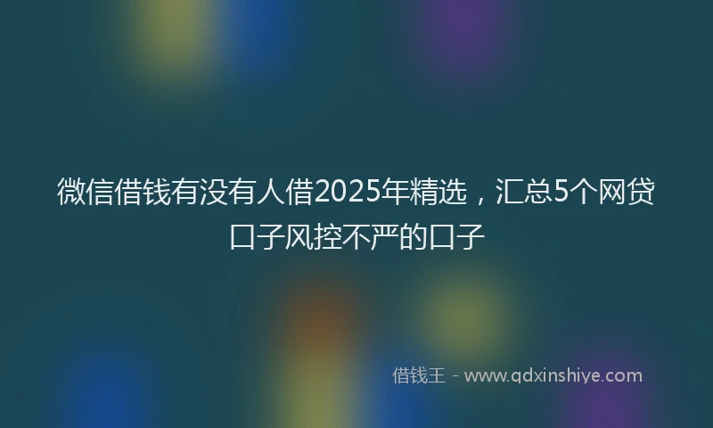 微信借钱有没有人借2025年精选，汇总5个网贷口子风控不严的口子