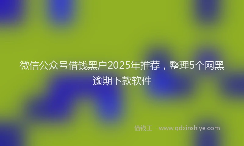 微信公众号借钱黑户2025年推荐，整理5个网黑逾期下款软件