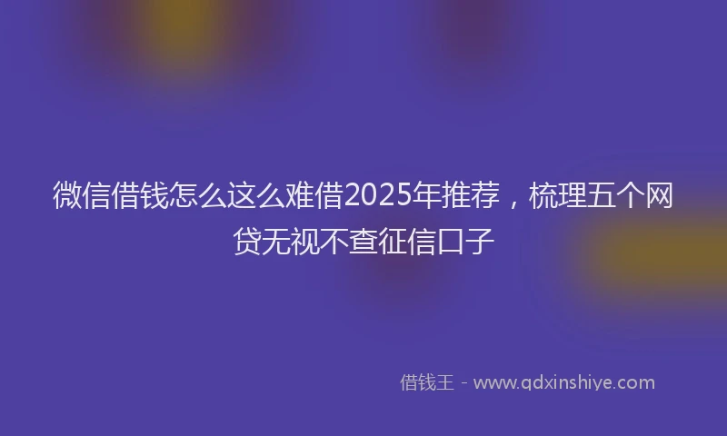微信借钱怎么这么难借2025年推荐，梳理五个网贷无视不查征信口子