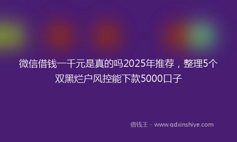 微信借钱一千元是真的吗2025年推荐，整理5个双黑烂户风控能下款5000口子