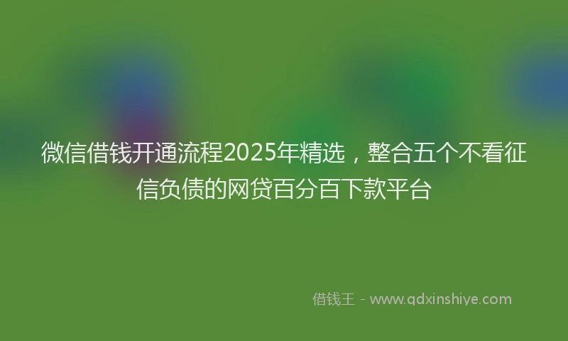 微信借钱开通流程2025年精选，整合五个不看征信负债的网贷百分百下款平台