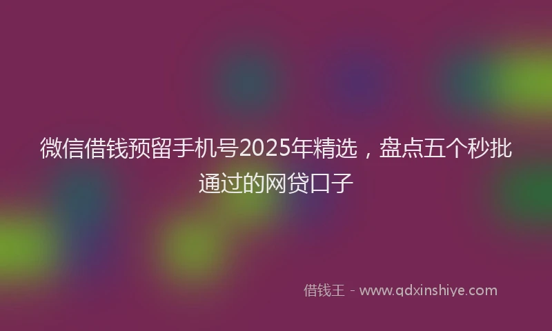 微信借钱预留手机号2025年精选，盘点五个秒批通过的网贷口子