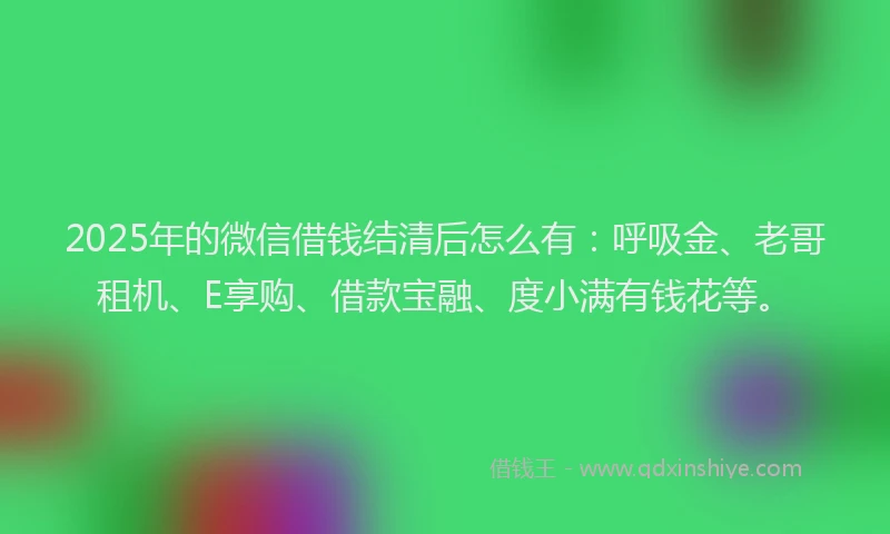 2025年的微信借钱结清后怎么有：呼吸金、老哥租机、E享购、借款宝融、度小满有钱花等。