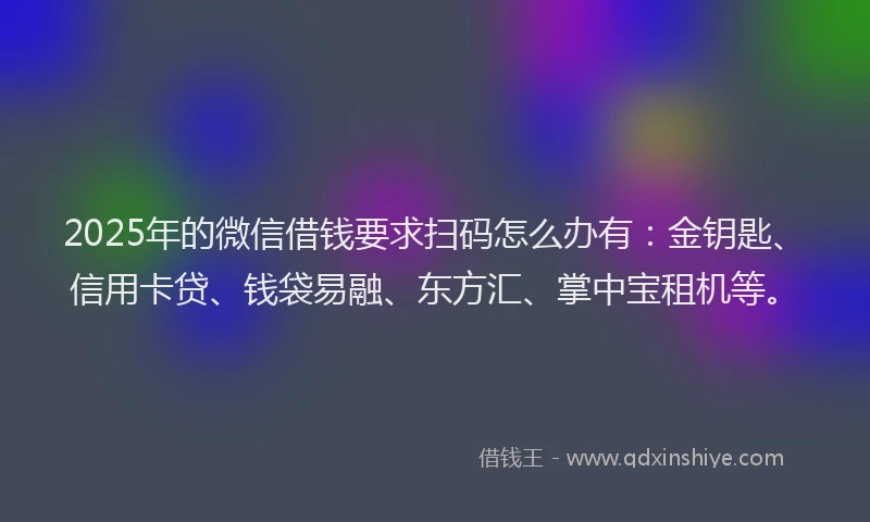 2025年的微信借钱要求扫码怎么办有：金钥匙、信用卡贷、钱袋易融、东方汇、掌中宝租机等。