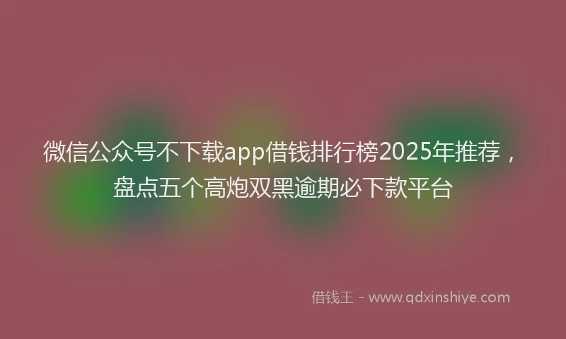 微信公众号不下载app借钱排行榜2025年推荐，盘点五个高炮双黑逾期必下款平台