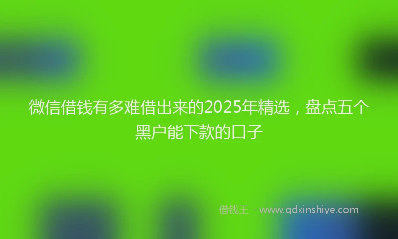 微信借钱有多难借出来的2025年精选，盘点五个黑户能下款的口子