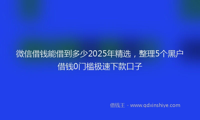 微信借钱能借到多少2025年精选，整理5个黑户借钱0门槛极速下款口子