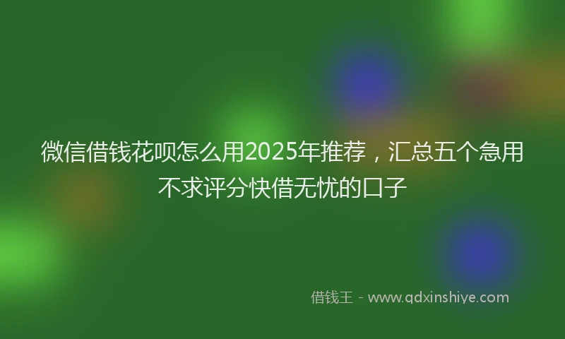 微信借钱花呗怎么用2025年推荐，汇总五个急用不求评分快借无忧的口子