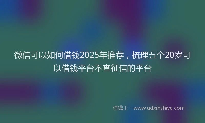 微信可以如何借钱2025年推荐，梳理五个20岁可以借钱平台不查征信的平台