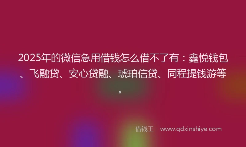 2025年的微信急用借钱怎么借不了有：鑫悦钱包、飞融贷、安心贷融、琥珀信贷、同程提钱游等。
