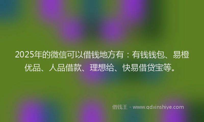 2025年的微信可以借钱地方有：有钱钱包、易橙优品、人品借款、理想给、快易借贷宝等。