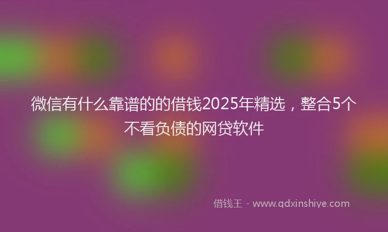 微信有什么靠谱的的借钱2025年精选，整合5个不看负债的网贷软件