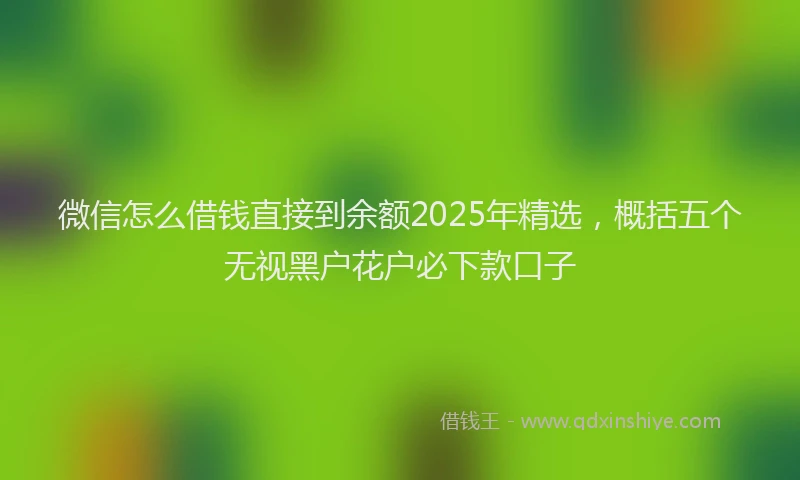 微信怎么借钱直接到余额2025年精选，概括五个无视黑户花户必下款口子