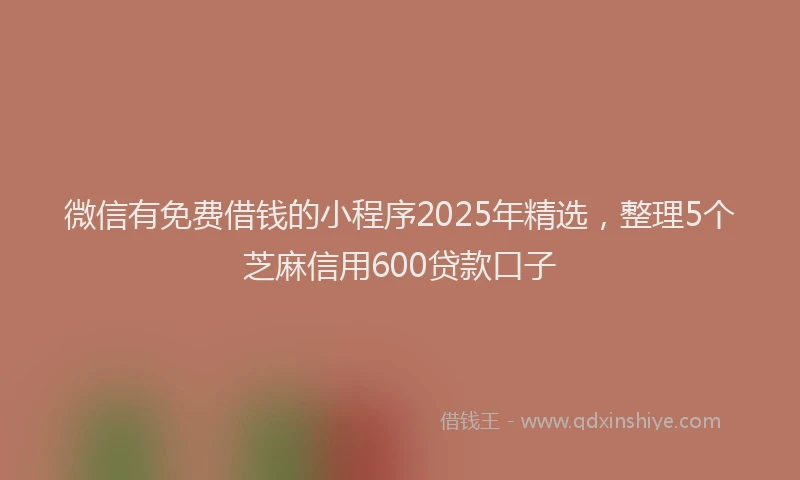 微信有免费借钱的小程序2025年精选，整理5个芝麻信用600贷款口子