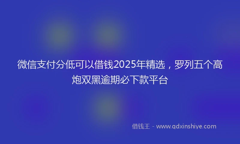 微信支付分低可以借钱2025年精选，罗列五个高炮双黑逾期必下款平台