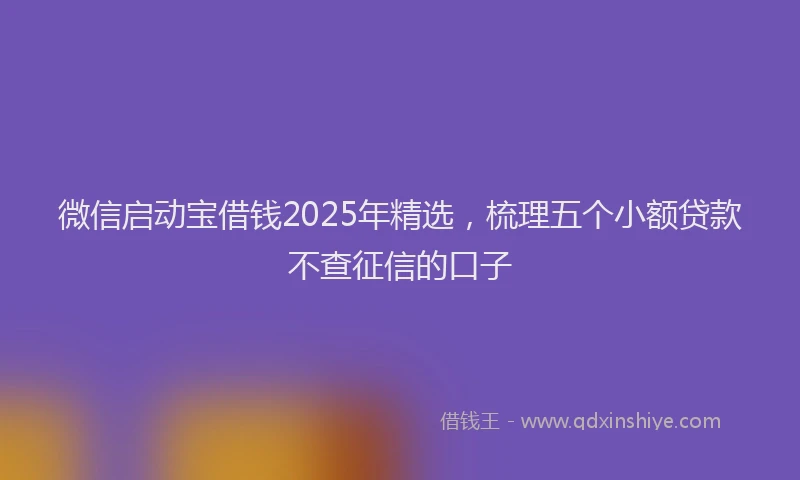 微信启动宝借钱2025年精选，梳理五个小额贷款不查征信的口子