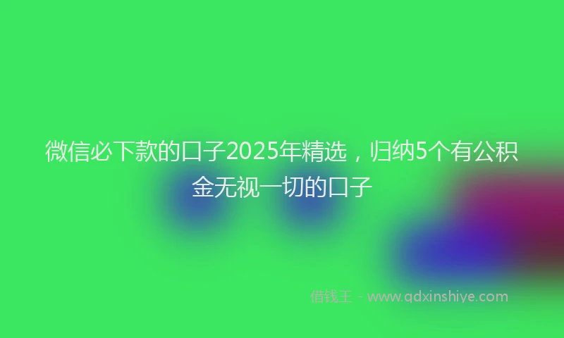 微信必下款的口子2025年精选，归纳5个有公积金无视一切的口子